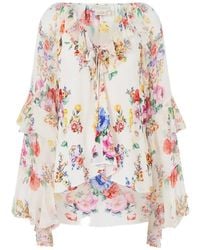 CAMILLA - Ruffled Lace-Up Blouse - Lyst