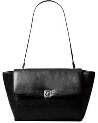 Calvin Klein - Schultertasche Mit Klappe Und Logo-Schild - Lyst