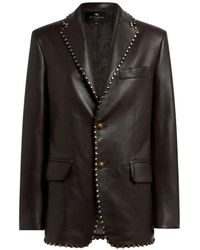 Etro - Single-Breasted Leather Jacket With Studs - Lyst