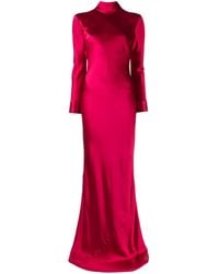 Michelle Mason - Open-Back Long-Sleeve Gown Dress - Lyst