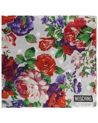 Moschino - Floral-Print Polka-Dot Scarf - Lyst