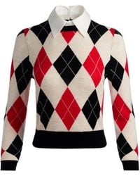 Alice + Olivia - Argyle-Pattern Sweater - Lyst
