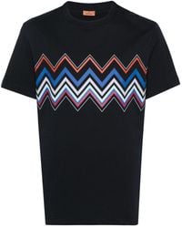 Missoni - Katoenen T-shirt Met Zigzag-print - Lyst