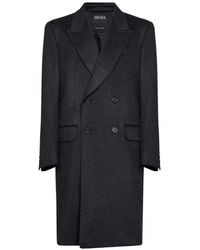 ZEGNA - Double-Breasted Peak-Lapel Coat - Lyst