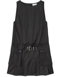 Ganni - Cotton Poplin Tie String Mini Dress - Lyst