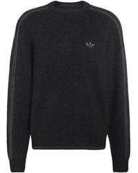 adidas - 3-Stripes Fluffy-Knit Crew Sweatshirt - Lyst