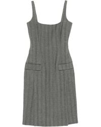 Ferragamo - Striped Pleated Midi Dress - Lyst