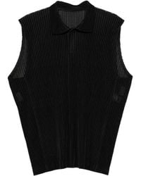 Homme Plissé Issey Miyake - Pleated Sleeveless Polo Shirt - Lyst