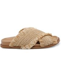 MICHAEL Michael Kors - Peyton Raffia Round-Toe Sandals - Lyst