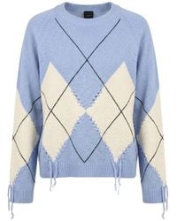 Pinko - Argyle-Pattern Tassel-Detail Sweater - Lyst