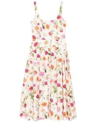 Carolina Herrera - Poppy-Print Midi Dress - Lyst