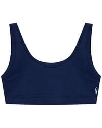 Polo Ralph Lauren - Logo-Embroidered Scoop-Neck Bra - Lyst