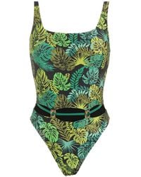 Amir Slama - Tropical Print Ribbed Swimsuit - Lyst
