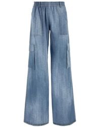 Ermanno Scervino - Chambray Cargo Wide-Leg Jeans - Lyst