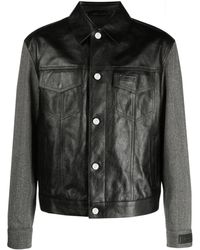 Versace - Panelled Button-down Leather Jacket - Lyst