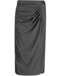 Twinset - Pinstripe Pleat-Detail Midi Skirt - Lyst