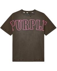 Purple Brand - Slab Outline Distressed Logo-Print T-Shirt - Lyst