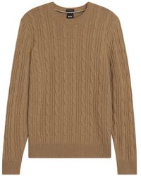 BOSS - Cable-Knit Crew-Neck Sweater - Lyst