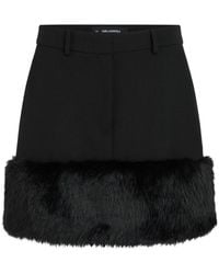 KARL LAGERFELD - Faux-Fur Trim Skirt - Lyst