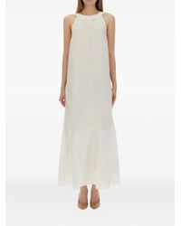 120% Lino - Round-Neck Tiered Dress - Lyst