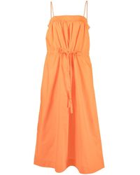 Ganni - Tie-front Cotton Dress - Lyst