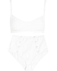 Lisa Marie Fernandez - Floral-Jacquard Button-Detail Bikini - Lyst