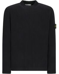 Stone Island - Trui Met Ronde Hals En Compass-Logopatch - Lyst