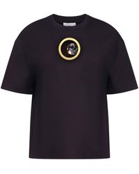 Area - T-shirt Verfraaid Met Kristallen En Ringlets - Lyst