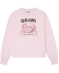 Ganni - Crab-Print Long-Sleeve T-Shirt - Lyst