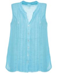 120% Lino - Pintuck-Detail Sleeveless Shirt - Lyst