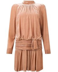Alberta Ferretti - Pleated Belted Mini Dress - Lyst