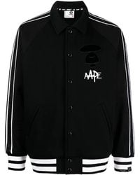 Aape By A Bathing Ape - Logo-Print Striped Bomber Jacket - Lyst