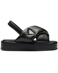 Prada - Soft Padded Nappa Leather Sandals - Lyst