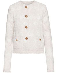 Oscar de la Renta - Floral-embroidery Tweed Jacket - Lyst
