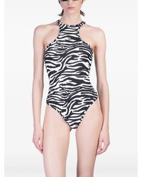 The Attico - Badpak Met Halternek En Zebraprint - Lyst