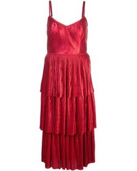 Marchesa notte Pleated Midi Dress - Rood