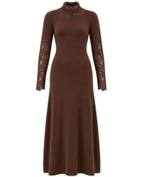 Marella - Lace-Trimmed Wool Maxi Dress - Lyst