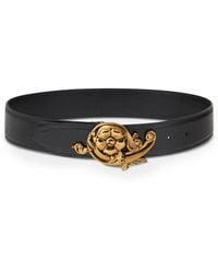Etro - Floral-Buckle Leather Belt - Lyst