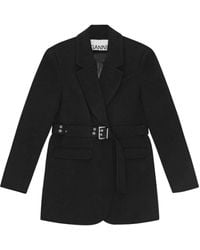 Ganni - Blazer Con Cinturón - Lyst