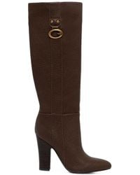 Guess - Logo-Plaque Pebbled-Effect Boots - Lyst