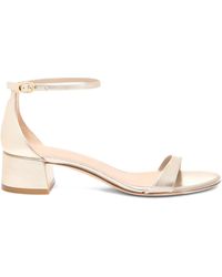 Stuart Weitzman - Round-Toe Leather Heeled Sandals - Lyst