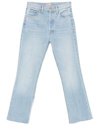 Mother - The Tripper Flood Fray Raw-Cut Light-Wash Jeans - Lyst