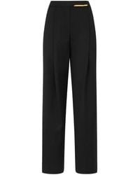 Elisabetta Franchi - Cool Wool Trousers With Jewel Plaque - Lyst