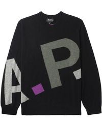 A.P.C. - Logo-intarsia Merino-wool Sweater - Lyst