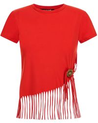 Roberto Cavalli - T-Shirt mit Fransen - Lyst