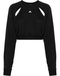 adidas - Cropped-Sweatshirt mit Cut-Out - Lyst