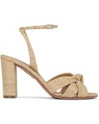 Aquazzura - Knot-Detail Block-Heel Sandals - Lyst