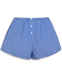 GOOD AMERICAN - Lace-Trim Striped Shorts - Lyst