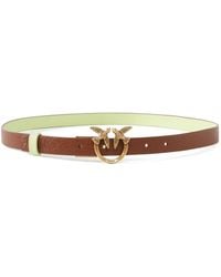 Pinko - Reversible Leather Signature Buckle Belt - Lyst