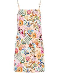 Seafolly - Beach Boheme Bandeau Printed Linen Mini Dress - Lyst